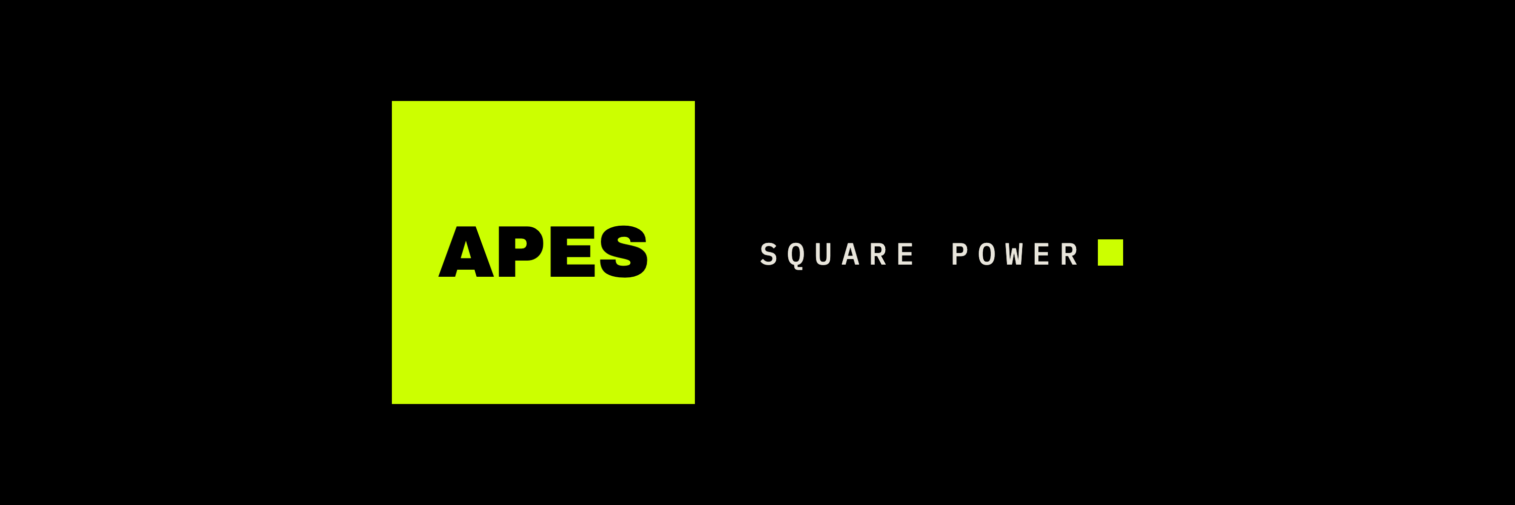 Square Apes X banner: lime APES square beside the words Square Power